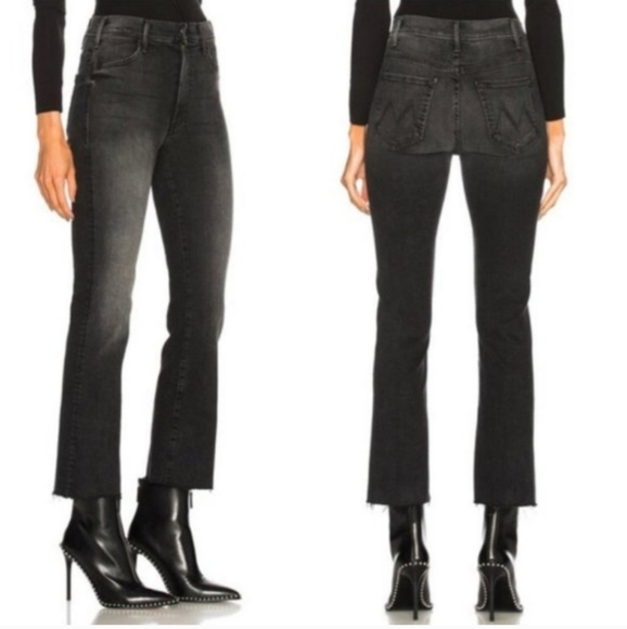 MOTHER The Hustler Ankle Fray In Cat Got Your Tongue Black Jeans, Size 26 - Picture 3 of 16